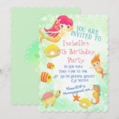 Mermaids Green Invitation Card Feiertagskarte (Vorne/Hinten)
