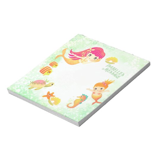 Mermaids Green Notizblock (Rotiert)