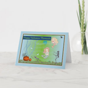 Mermaids Halloween Card unter Wasser Karte