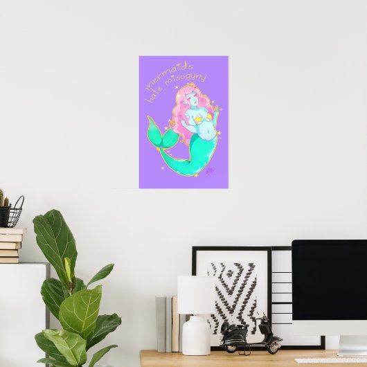 Mermaids Hate Misogyny 14" x 11" Poster (Heimbüro)