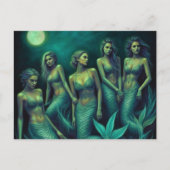 Mermaids in the Full Moon Night Postkarte (Vorderseite)