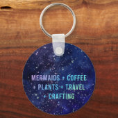 Mermaids + Kaffee + Pflanze Galaxy Design Schlüsse Schlüsselanhänger (Rückseite)