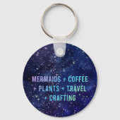 Mermaids + Kaffee + Pflanze Galaxy Design Schlüsse Schlüsselanhänger (Rückseite)