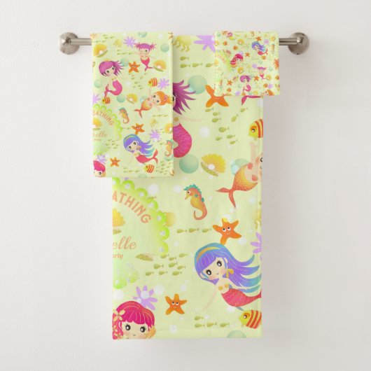 Mermaids Lemon Green Badhandtuch Set (Insitu)