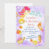 Mermaids Lila Einladungskarte (Vorne/Hinten)