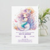 Mermaid's Lullaby Baby Dusche Einladung (Stehend Vorderseite)