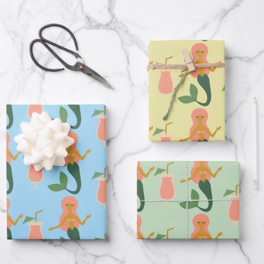 Mermaids + Mai Tais Geschenkpapier Set (Vorderseite)
