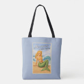 Mermaids Make Waves Retro Pin-Up Art Coastal Blue Tasche (Rückseite)