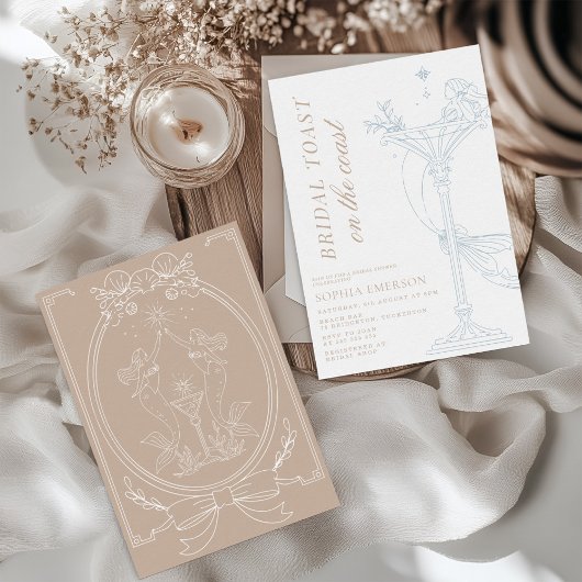 Mermaids & Martini Coastal-Brautparty Einladung