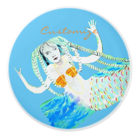 Mermaids mit Dreadlocks Thunder_Cove Keramikknauf (Vorderseite)