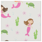 Mermaids Multiracial Pink Fabric Stoff (Nahaufnahme)