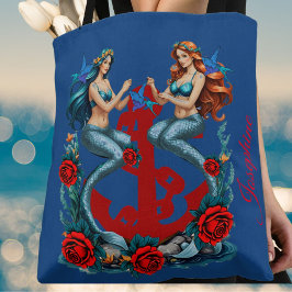 Mermaids Nautical Vintag Blue Tasche