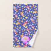 Mermaids Navy Blue Badhandtuch Set (Handtuch)