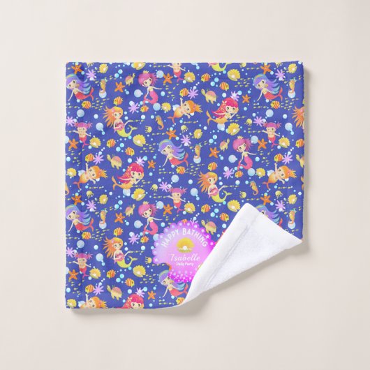 Mermaids Navy Blue Badhandtuch Set (Waschlappen)