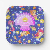 Mermaids Navy Blue Pappteller (Vorderseite)