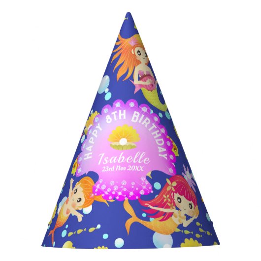Mermaids Navy Blue Partyhütchen (Vorderseite)