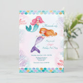 Mermaids nur Geburtstagsparty Einladung (Stehend Vorderseite)