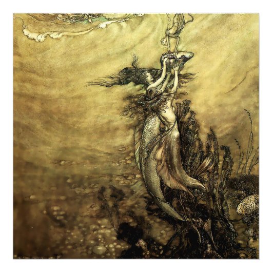 "Mermaids of the Rhein" von Arthur Rackham Fotodruck (Vorne)