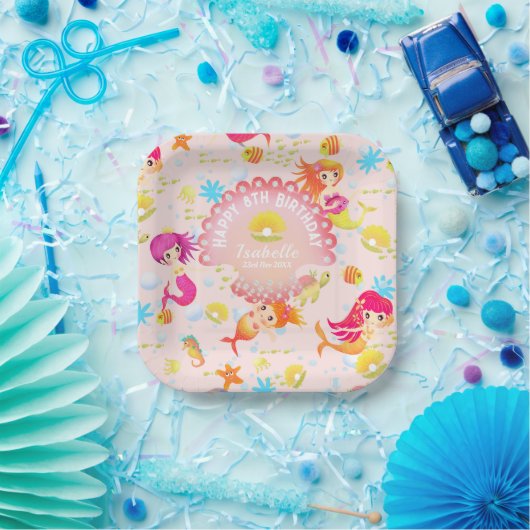 Mermaids Peach Pink Pappteller (Party)