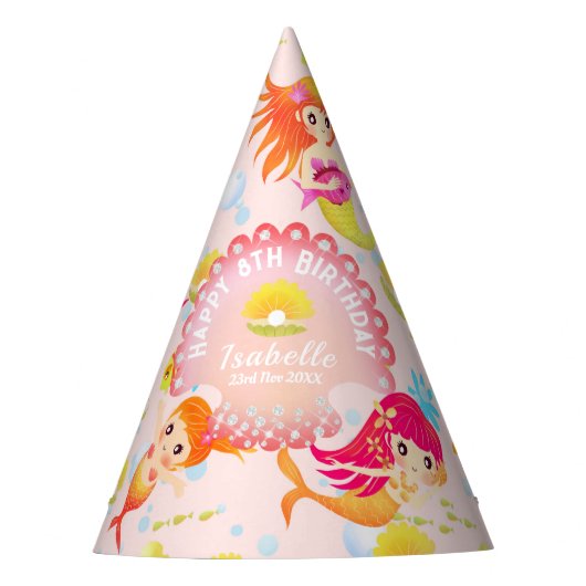 Mermaids Peach Pink Partyhütchen (Vorderseite)