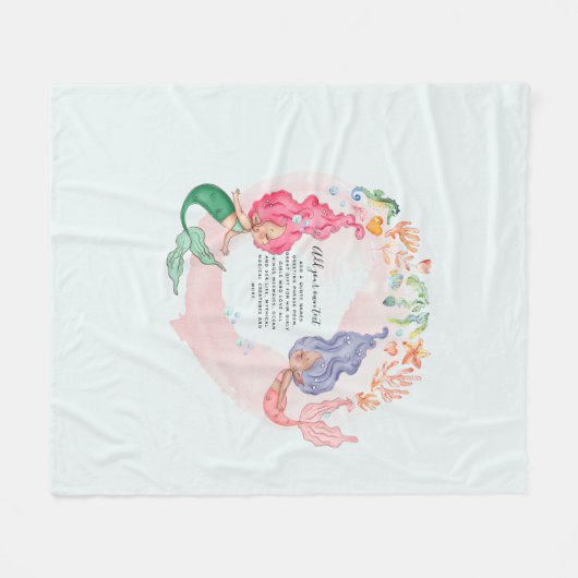 MERMAIDS PERSONALISIERT FLEECEDECKE (Vorderseite (Horizontal))
