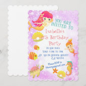 Mermaids Pink Einladungskarte (Vorne/Hinten)