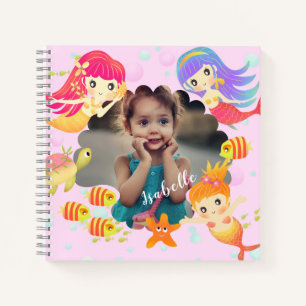 Mermaids Pink Foto Notizblock