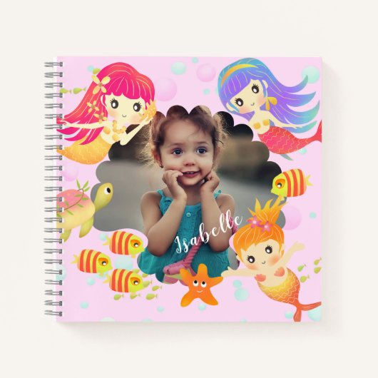 Mermaids Pink Foto Notizblock (Vorderseite)