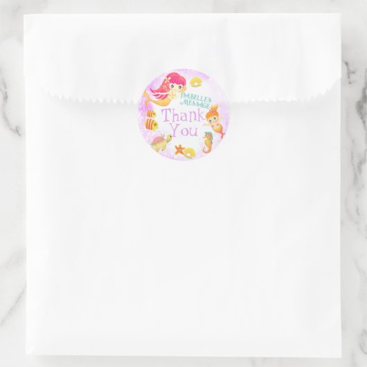 Mermaids Pink Runder Aufkleber (Tasche)