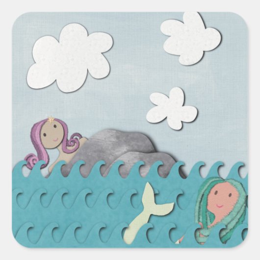 Mermaids Quadratischer Aufkleber (Vorderseite)