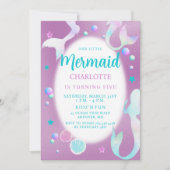 Mermaids Rainbow Iridescent Glitzer Aqua Birthday Einladung (Vorderseite)