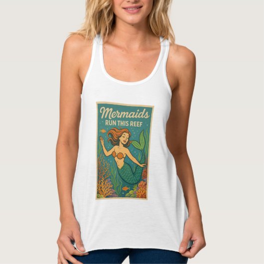Mermaids Run This Reef | Funny Retro Coral Fish Tank Top (Vorderseite)