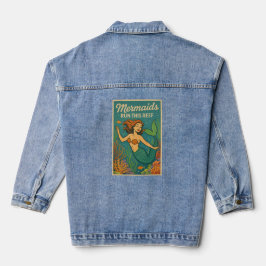 Mermaids Run This Reef Retro Coral Ocean Sea Life Jeansjacke