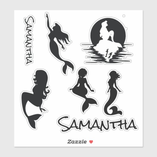 Mermaids Schwarze Silhouette Aufkleber (Blatt)