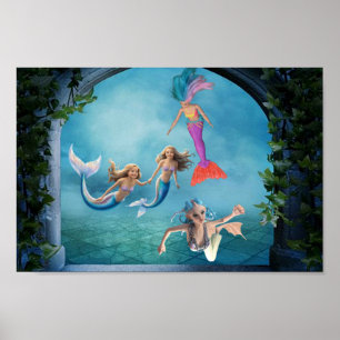 Mermaids sind in allen Formen und Größen erhältlic Poster