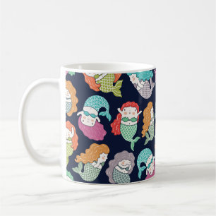 Mermaids: skurrile nahtlose Muster. Kaffeetasse