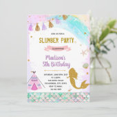 Mermaids sleepover Geburtstagseinladung Einladung (Stehend Vorderseite)