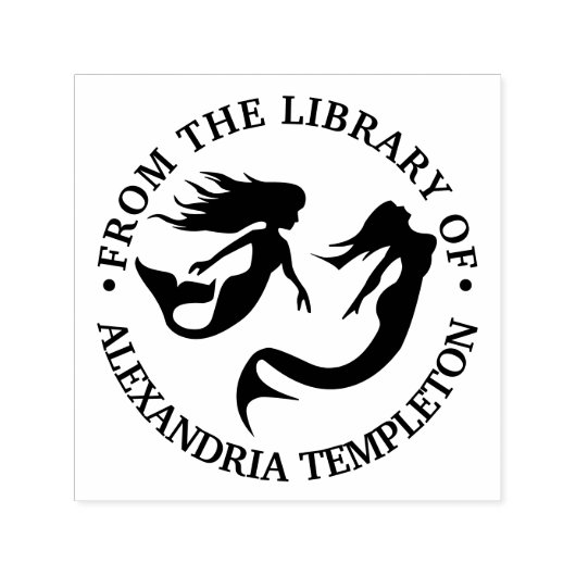 Mermaids Swimming Silhouette Bibliotheksname Permastempel (Design)
