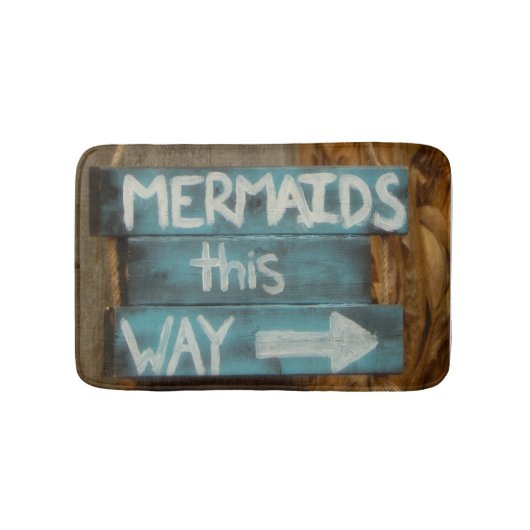 Mermaids This Way Beach Word Art Badematte (Vorderseite)