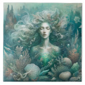 Mermaid's Tranquil Domain - Keramik Tile Fliese (Vorderseite)