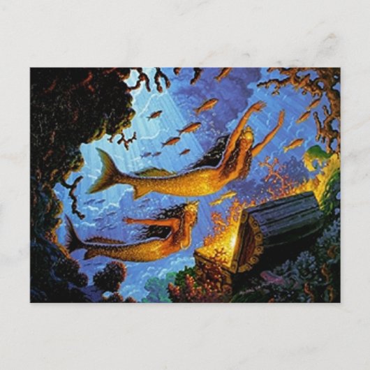 Mermaids Treasure von Gold Postkarte (Vorderseite)