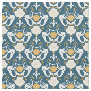 Mermaids und Muscheln-Damask-Muster Stoff