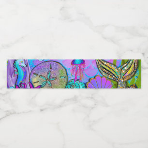 Mermaids und Muscheln Rosa Funkelnd Party Wasserflaschenetikett