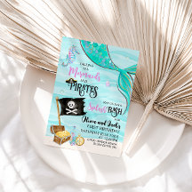 Mermaids und Piraten Einladung zum Geburtstag