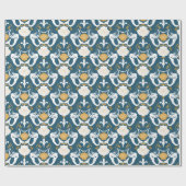 Mermaids und Seashells Damask Muster Geschenkpapier (Flach)