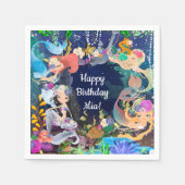 Mermaids Under Sea Mermaid Bash Birthday Party Serviette (Vorderseite)