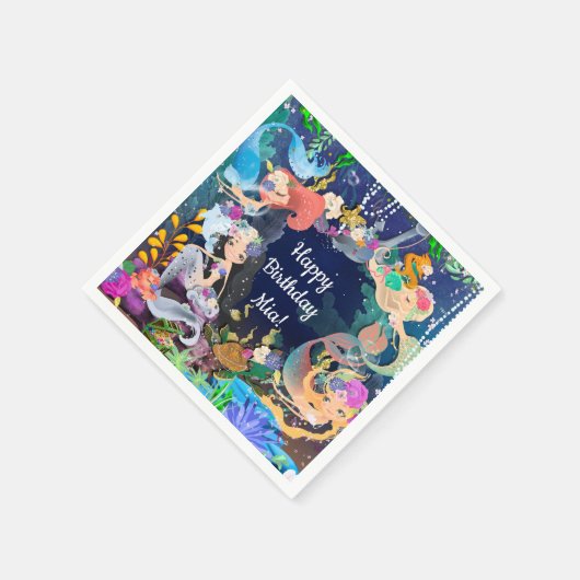 Mermaids Under Sea Mermaid Bash Birthday Party Serviette (Ecke)
