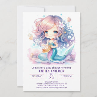 Mermaid's Underwater Wonderland Baby Shower Einladung