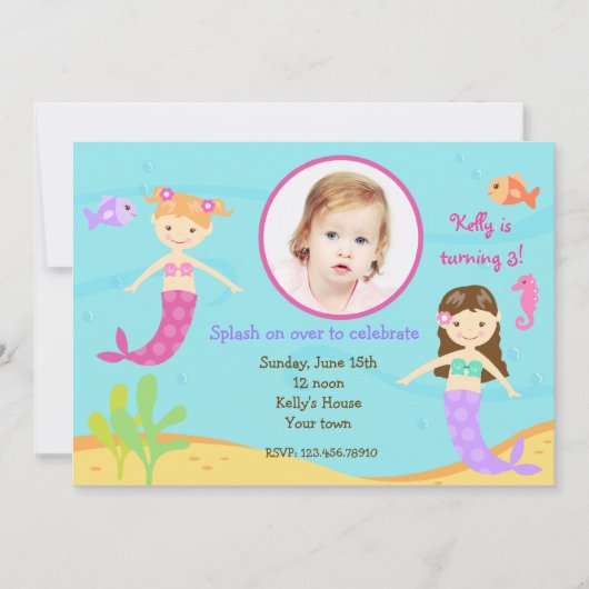 Mermaids unter dem Meeresgrund Einladung (Vorderseite)