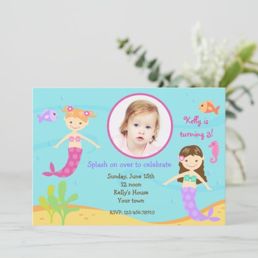 Mermaids unter dem Meeresgrund Einladung (Stehend Vorderseite)